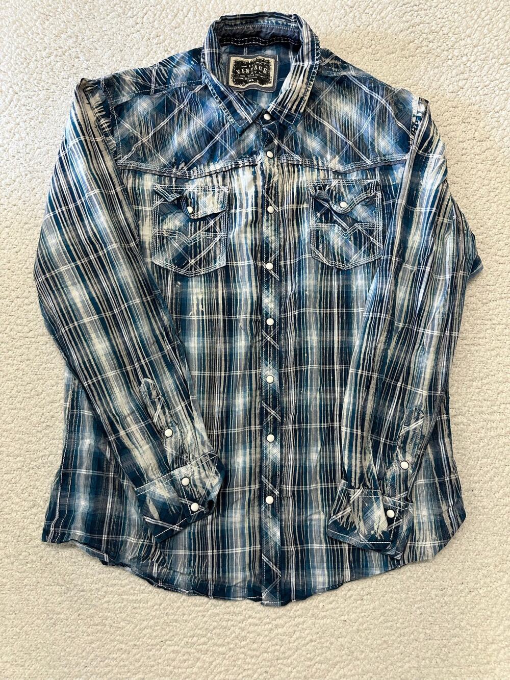 BKE Mens Long Sleeve Pearl Snap Western Shirt Size XL